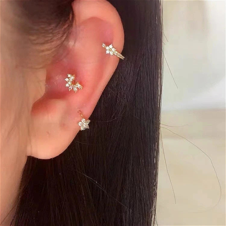 Zircon Star Stainless Steel Hoop Earrings