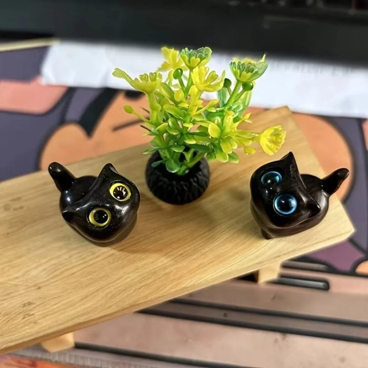 Cute Wooden Kitten Figurine