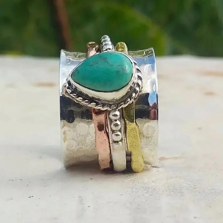 Blue Mirage I Tricolor Waterdrop Ring