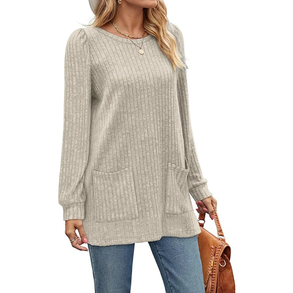 Hannah Cozy Ribbed Knit Tunic Sweater