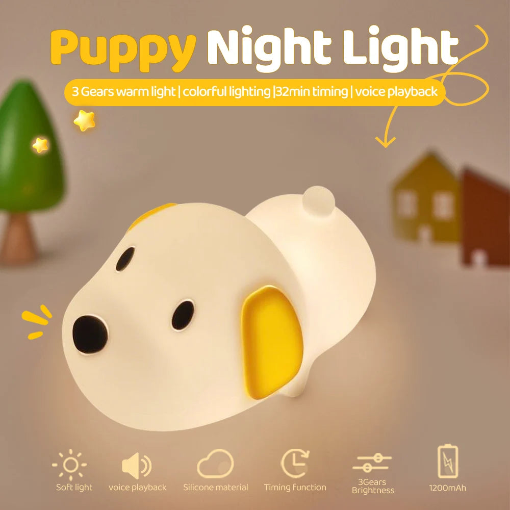 Silicone Dog Night Light Kids’ Touch Lamp