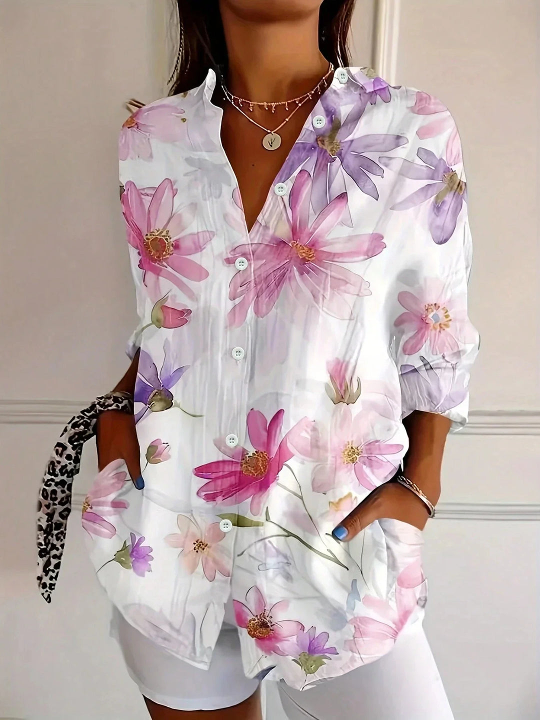 Womens's Colorful Blouse with Playful Print