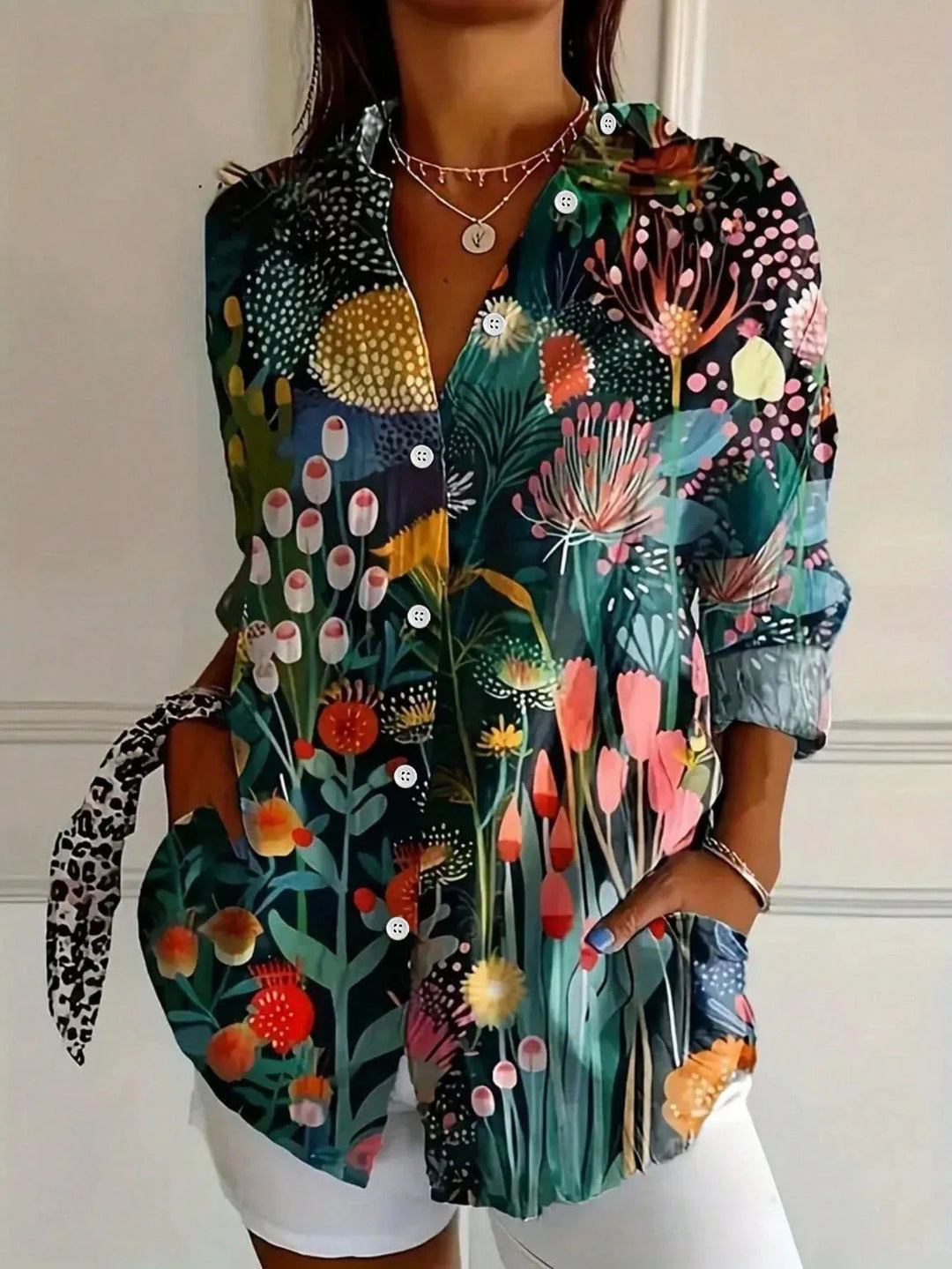 Womens's Colorful Blouse with Playful Print