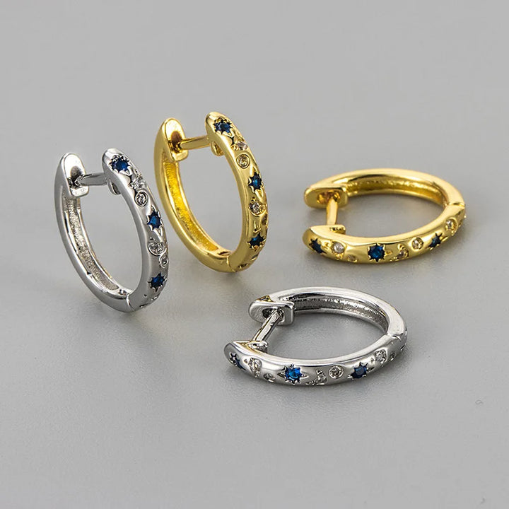 Blue Star Double Hoop Earrings