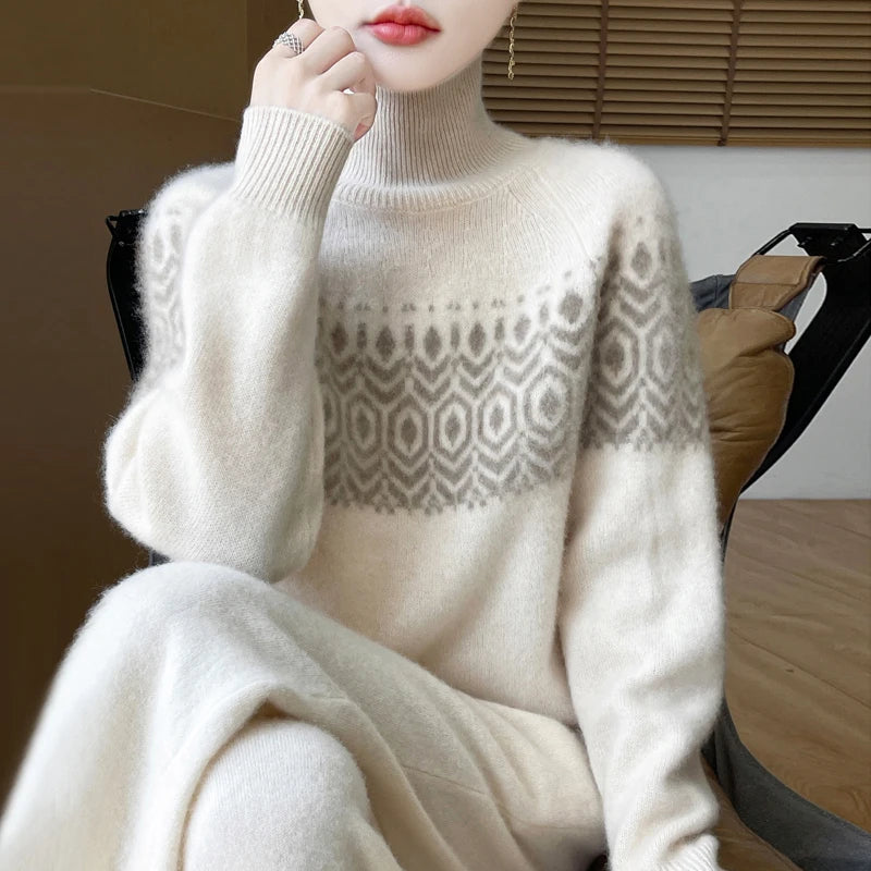 Isla Nordic Pattern Turtleneck Sweater