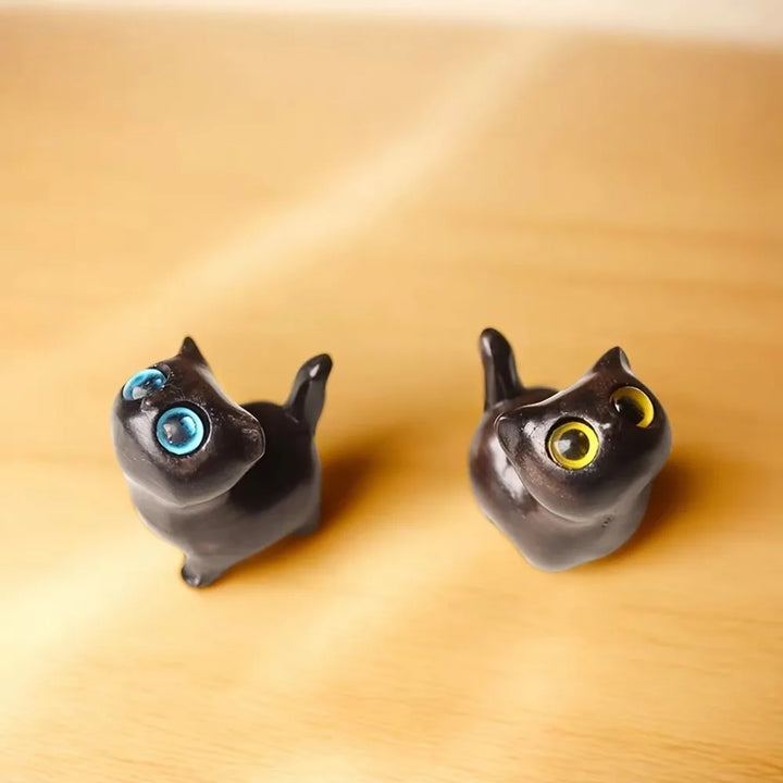 Cute Wooden Kitten Figurine