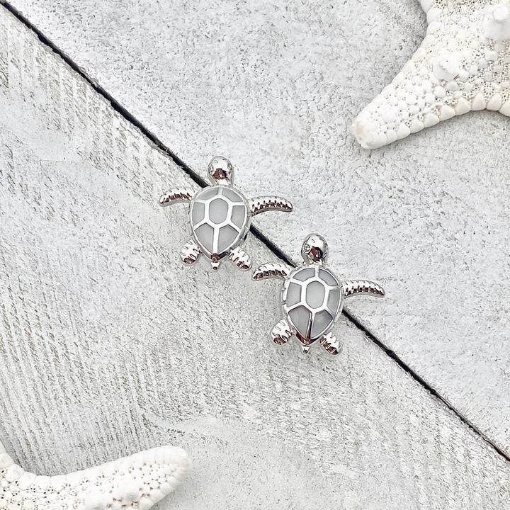 Sea Turtle Opal and Silver Earrings