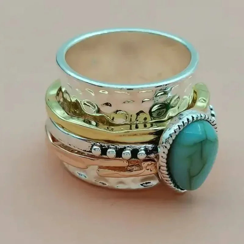 Blue Mirage I Tricolor Waterdrop Ring