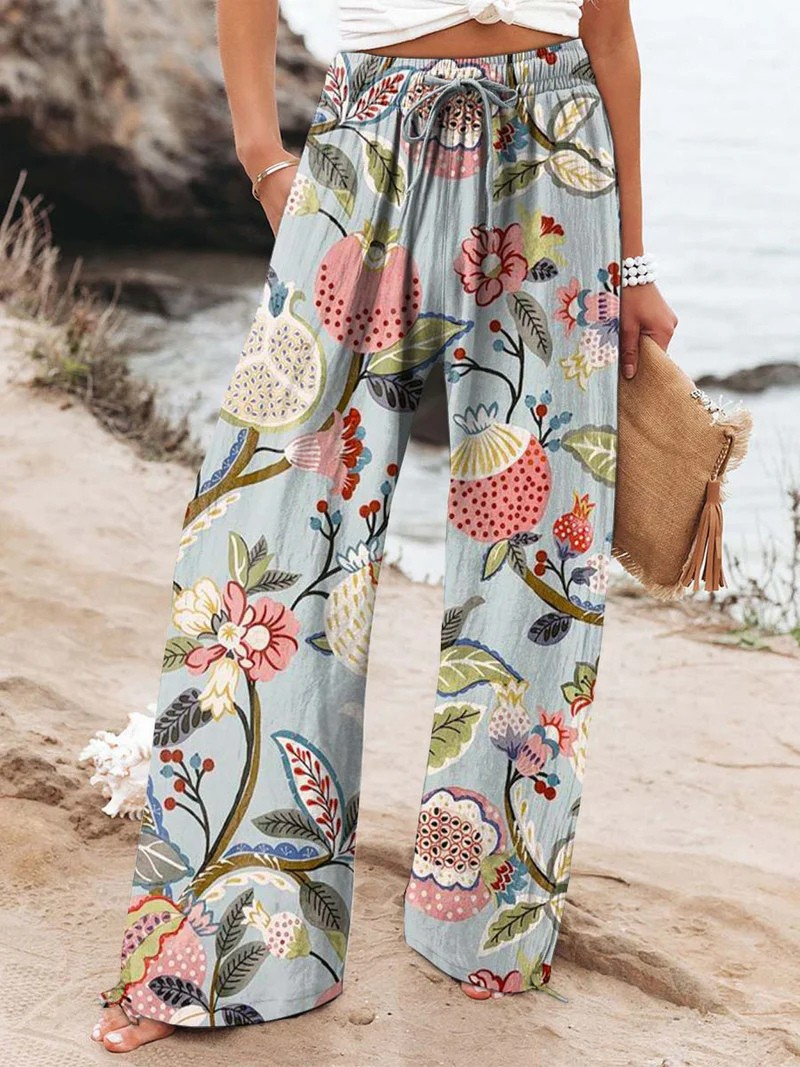 Women's Lovely Floral Art Printed  Casual Pants