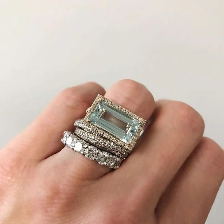 Vintage Silver and Turquoise Zirconia Ring