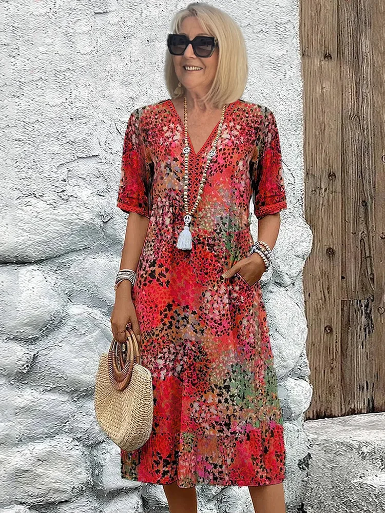 Women's Elegant Floral Print Maxi Dress