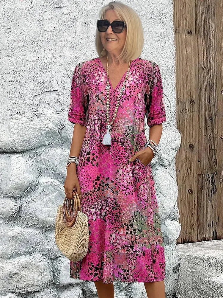 Women's Elegant Floral Print Maxi Dress