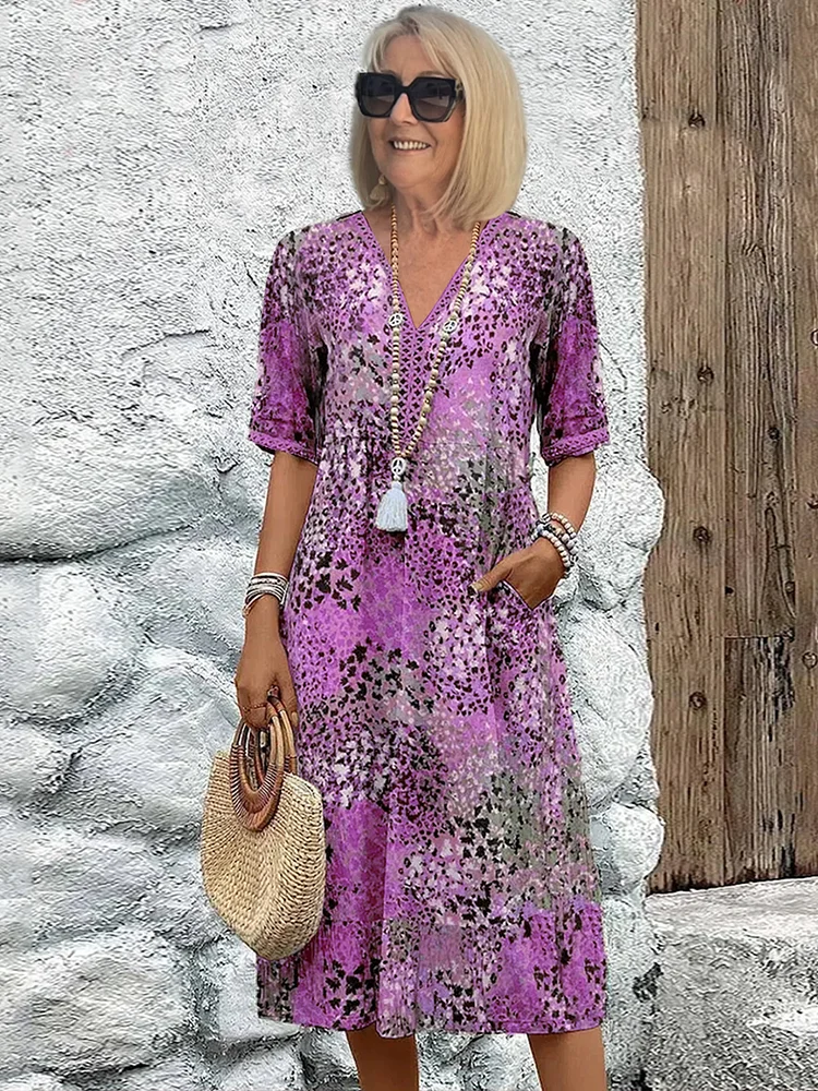 Women's Elegant Floral Print Maxi Dress