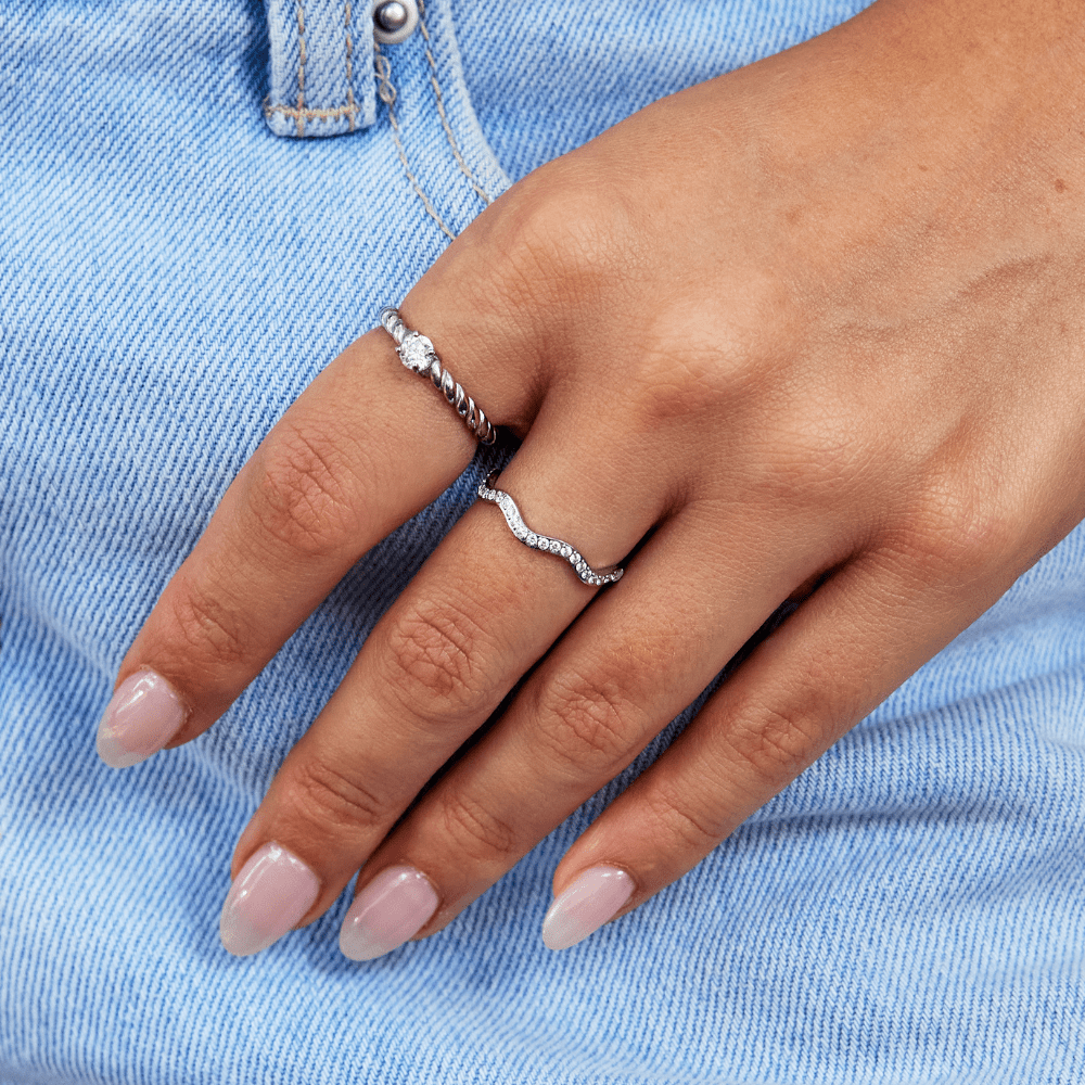 Zenya | Crystal & Silver Wave Ring